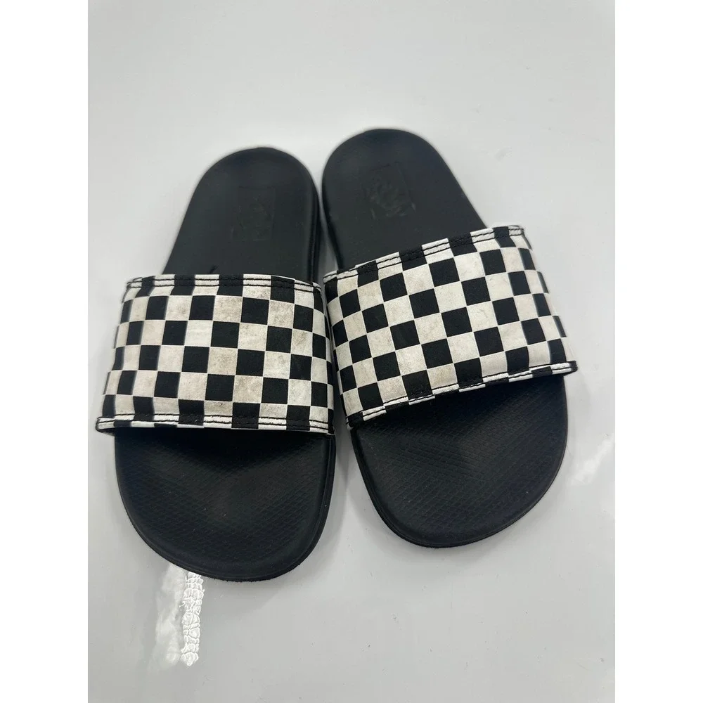 Vans La Costa Slide-On Youth 2.0 Black White Checkerboard Sandals VN0A38CUH0D